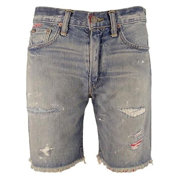 Men's Distressed Classic Fit Denim Shorts 30 - Picture 5 of 6